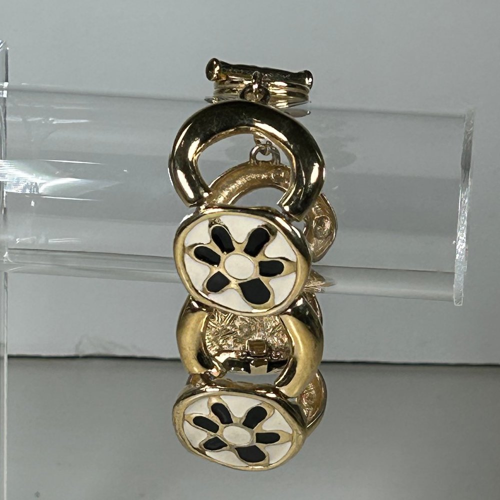 Givenchy Gold Tone and Enamel Flower Link Toggle Bracelet